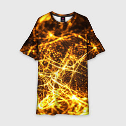 Платье клеш для девочки Текстура золотые нити, цвет: 3D-принт