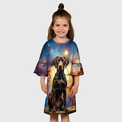 Платье клеш для девочки Курцхаар и космос, цвет: 3D-принт — фото 2
