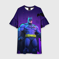 Платье клеш для девочки Бэтмен объемная модель, цвет: 3D-принт