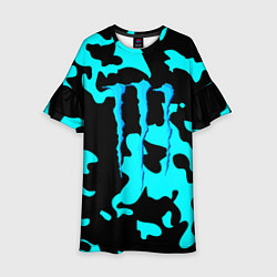 Платье клеш для девочки Monster energy камуфляж голубой, цвет: 3D-принт