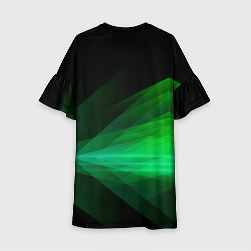 Детское платье Неоновая зеленая абстракция на черном фоне / 3D-принт – фото 2