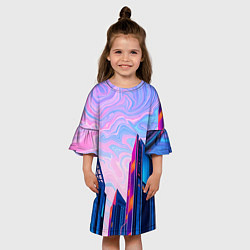 Платье клеш для девочки Абстракция с небоскребами, цвет: 3D-принт — фото 2