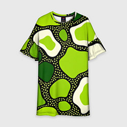 Платье клеш для девочки Зеленая абстракция с кругами, цвет: 3D-принт