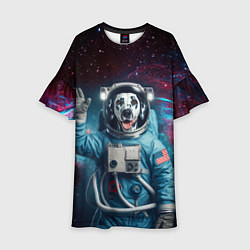 Платье клеш для девочки Далматинец бравый космонавт - нейроарт, цвет: 3D-принт