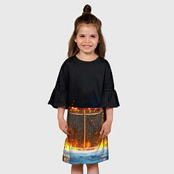 Платье клеш для девочки Хоккейные ворота в огне, цвет: 3D-принт — фото 2