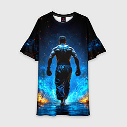 Детское платье Боец крав-мага в синем пламени