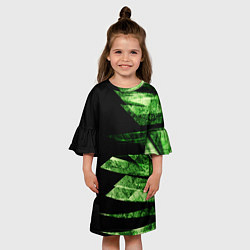 Платье клеш для девочки Color green black, цвет: 3D-принт — фото 2