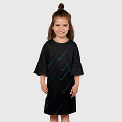 Платье клеш для девочки Color blue black, цвет: 3D-принт — фото 2