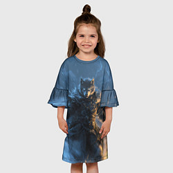 Платье клеш для девочки Волк и молния, цвет: 3D-принт — фото 2