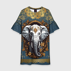 Детское платье Слон лотос и золотая мандала