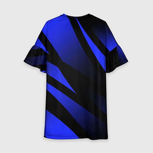 Детское платье Чёрный с синий абстрактные полосы / 3D-принт – фото 2