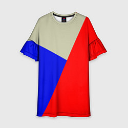 Платье клеш для девочки Серо-сине-красный трёхцветный, цвет: 3D-принт