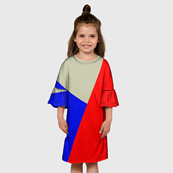 Платье клеш для девочки Серо-сине-красный трёхцветный, цвет: 3D-принт — фото 2