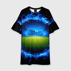 Платье клеш для девочки Поле для гольфа в огне, цвет: 3D-принт