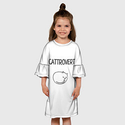 Платье клеш для девочки Интроверт-кот, цвет: 3D-принт — фото 2