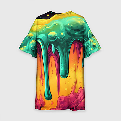 Детское платье Зелено-оранжевая клякса / 3D-принт – фото 2