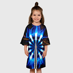 Платье клеш для девочки Дартс - мишень синее пламя, цвет: 3D-принт — фото 2