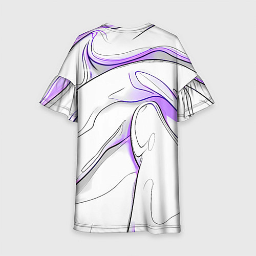 Детское платье Черные и фиолетовые линии на белом / 3D-принт – фото 2