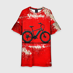Платье клеш для девочки Электровелосипед на красном, цвет: 3D-принт