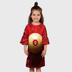 Платье клеш для девочки Бильярдный шар на красном, цвет: 3D-принт — фото 2