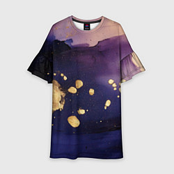 Платье клеш для девочки Золотая краска на текстуре, цвет: 3D-принт