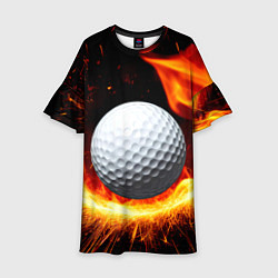 Платье клеш для девочки Мяч для гольфа в огне, цвет: 3D-принт