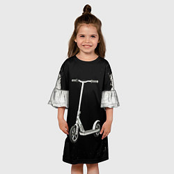 Платье клеш для девочки Самокат на черно-белом, цвет: 3D-принт — фото 2