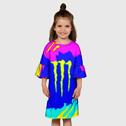 Платье клеш для девочки Monster energy краски цветные, цвет: 3D-принт — фото 2