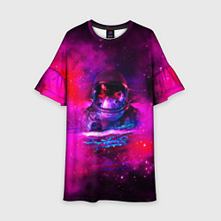 Платье клеш для девочки Космонавт в космическом море, цвет: 3D-принт
