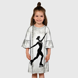 Платье клеш для девочки Фигуристка на сером, цвет: 3D-принт — фото 2