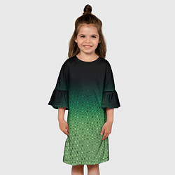 Платье клеш для девочки Чёрно-зелёный градиент с узором, цвет: 3D-принт — фото 2