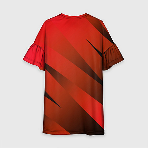 Детское платье Красно-коричневый абстрактные полосы / 3D-принт – фото 2