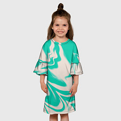 Платье клеш для девочки Color white turquoise, цвет: 3D-принт — фото 2