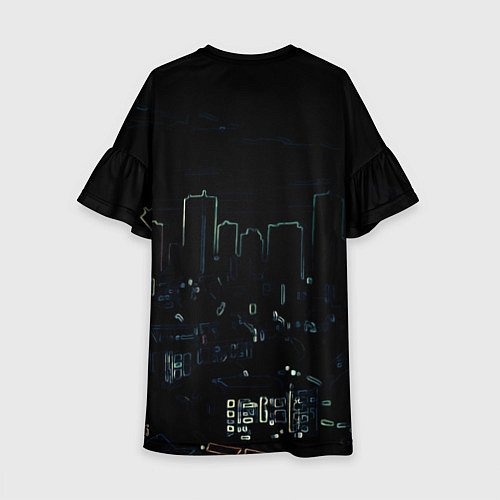 Детское платье Night city чёрный стилизованный / 3D-принт – фото 2