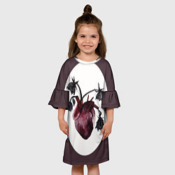 Платье клеш для девочки Цветы любви: увядшее сердце, цвет: 3D-принт — фото 2