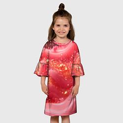 Платье клеш для девочки Розовая волнистая блестящая текстура, цвет: 3D-принт — фото 2