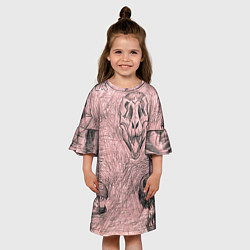 Платье клеш для девочки Черепа динозавров - эскиз, цвет: 3D-принт — фото 2