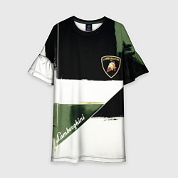 Платье клеш для девочки Ламборджини логотип, цвет: 3D-принт