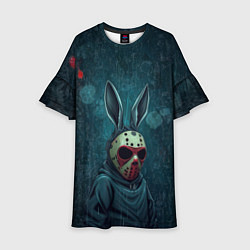 Платье клеш для девочки Зайчик в хоккейной маске, цвет: 3D-принт