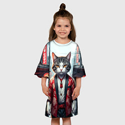 Платье клеш для девочки Котики якудза, цвет: 3D-принт — фото 2