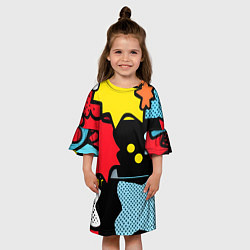 Платье клеш для девочки Поп абстракция, цвет: 3D-принт — фото 2