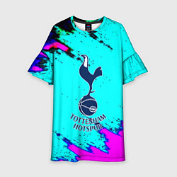 Платье клеш для девочки Тоттенхэм неоновые краски, цвет: 3D-принт