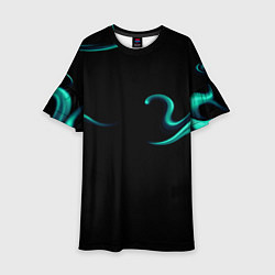 Платье клеш для девочки Color light blue abstraction, цвет: 3D-принт