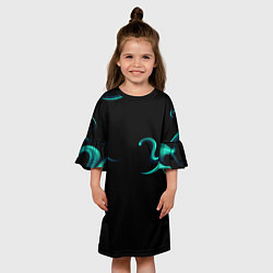 Платье клеш для девочки Color light blue abstraction, цвет: 3D-принт — фото 2