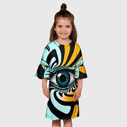 Платье клеш для девочки Глаз - психоделика, цвет: 3D-принт — фото 2