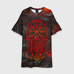 Платье клеш для девочки Компас воина в кельтском орнаменте, цвет: 3D-принт
