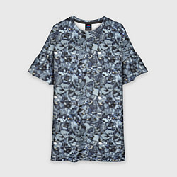 Платье клеш для девочки Серо-голубой мелкий камень текстура, цвет: 3D-принт