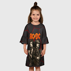 Платье клеш для девочки ACDC спинами друг другу, цвет: 3D-принт — фото 2