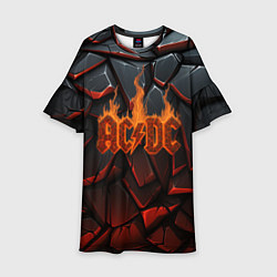 Детское платье ACDC огненный лого на камнях
