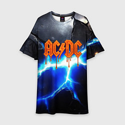 Платье клеш для девочки ACDC логотип из лавы на молнии, цвет: 3D-принт